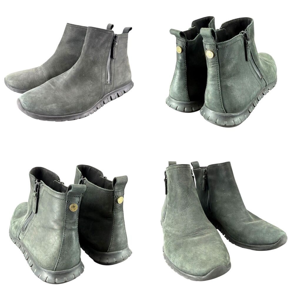 Cole Haan ZEROGRAND Waterproof Ankle Boots Womens 8B Nubuck Leather Washed Black - Picture 2 of 9